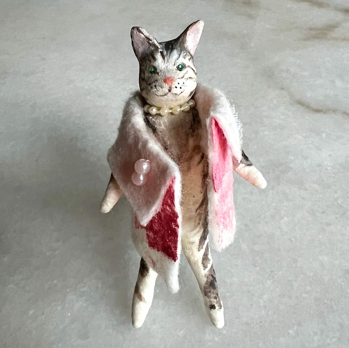 Miss Kitty, Handmade Spun Cotton Figurine