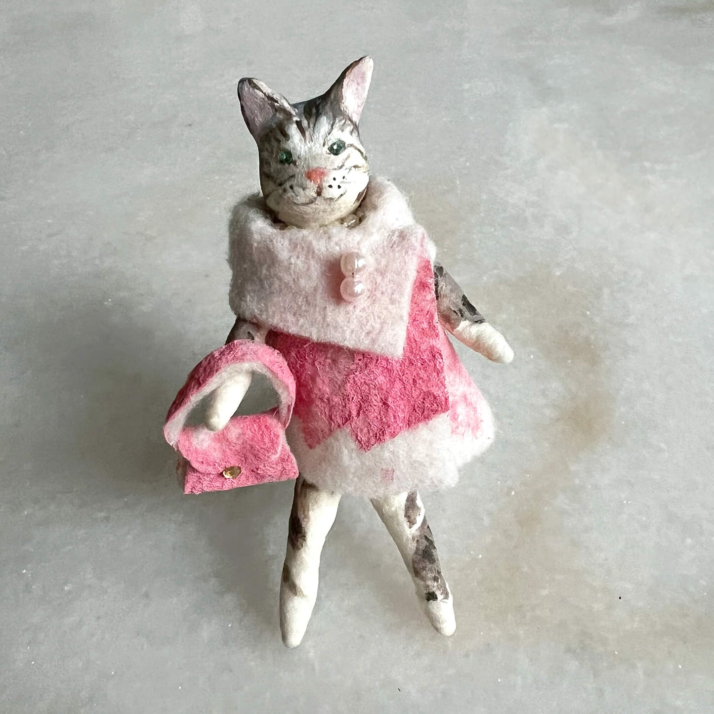 Miss Kitty, Handmade Spun Cotton Figurine