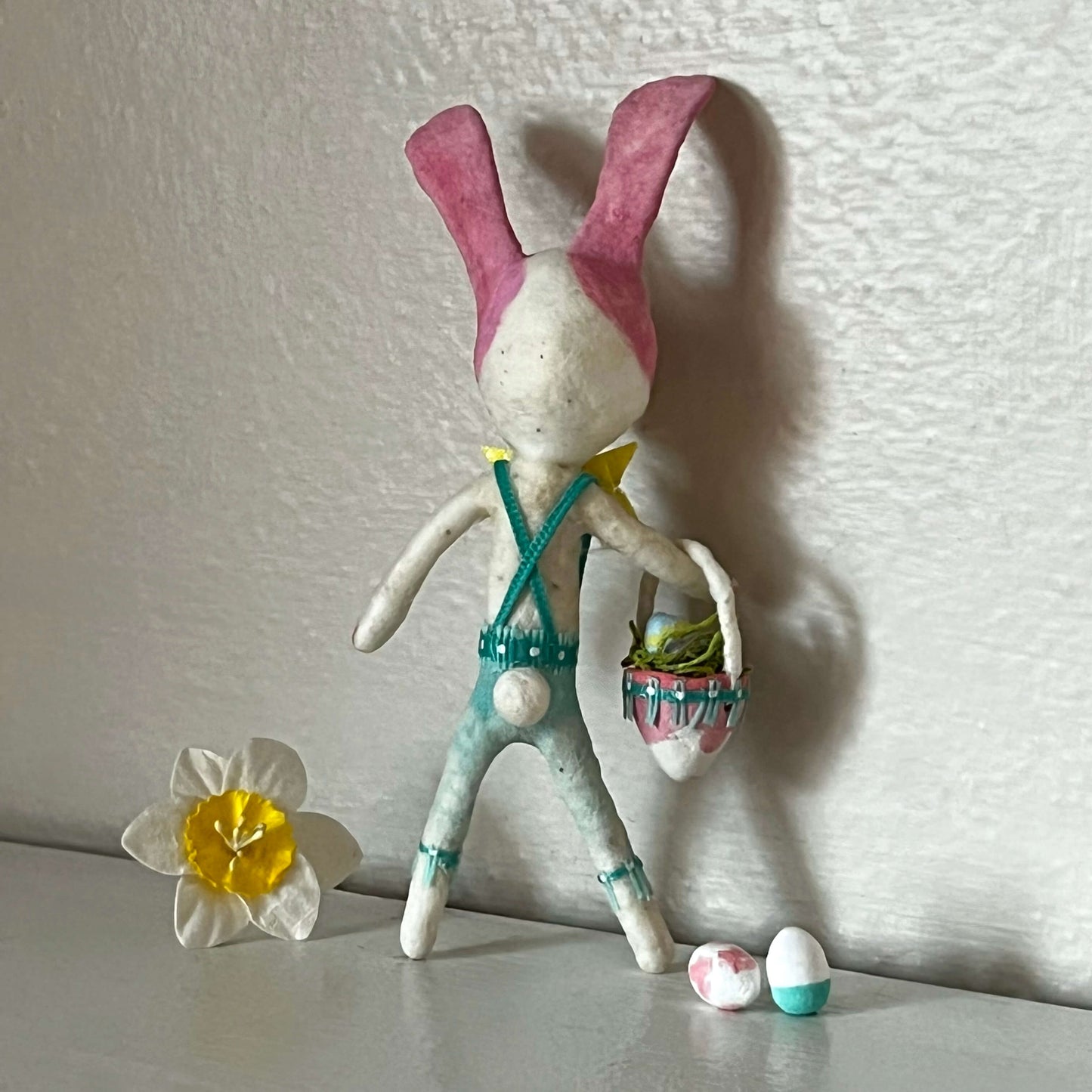 Pink Dutch Bunny Handmade Spun Cotton Ornament