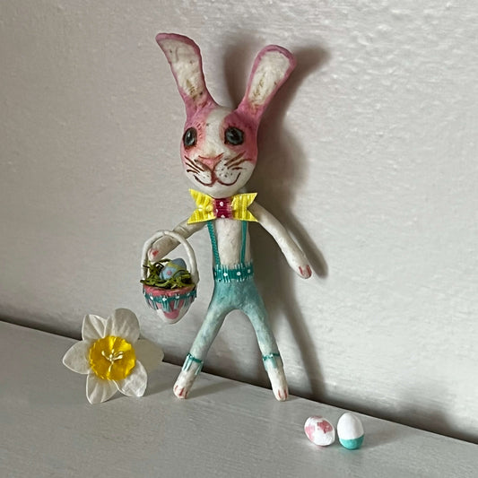 Pink Dutch Bunny Handmade Spun Cotton Ornament