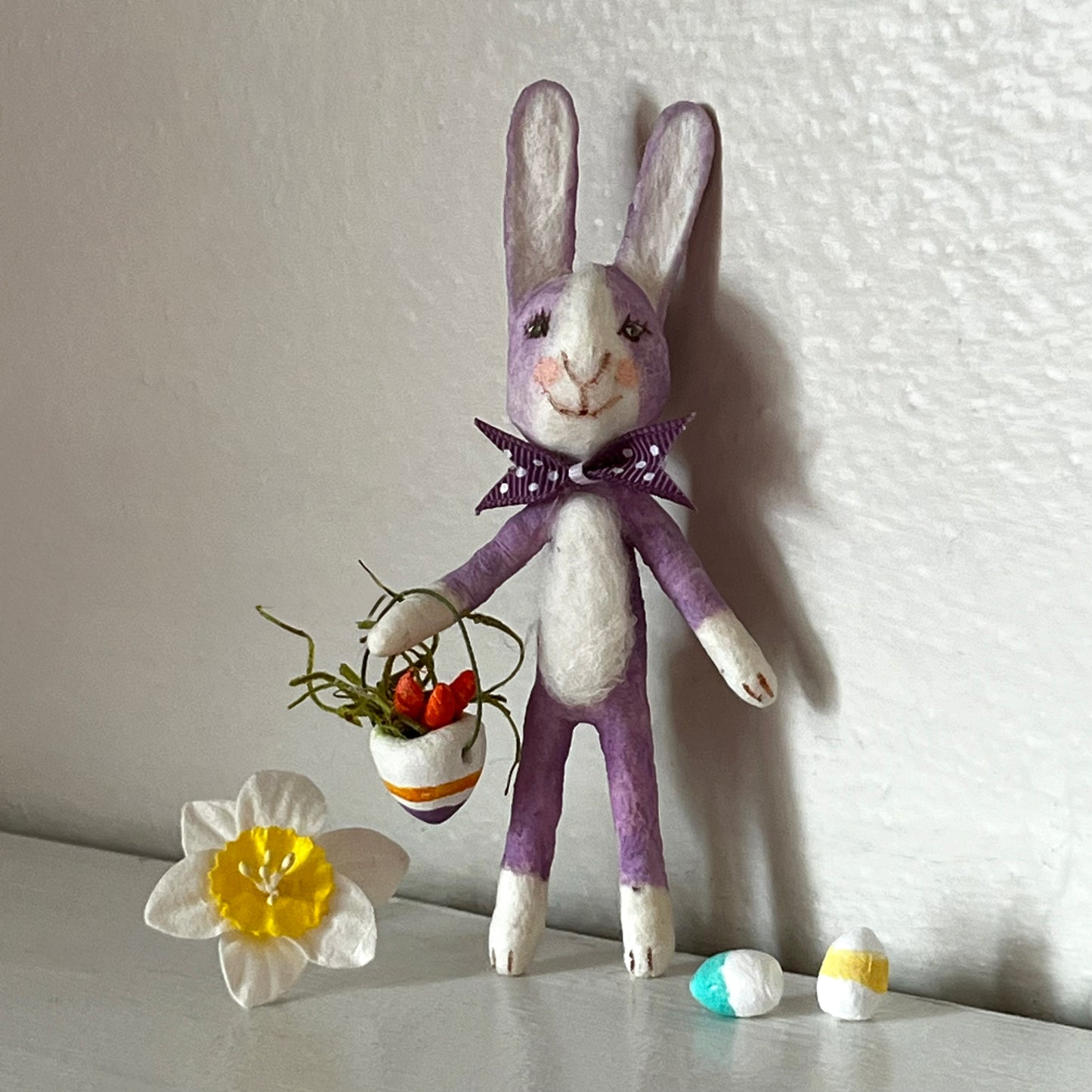 Purple Bunny Handmade Spun Cotton Ornament