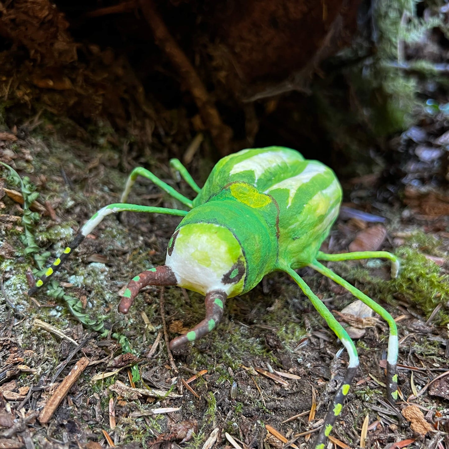 Handmade Spun Cotton Beetle Figurine