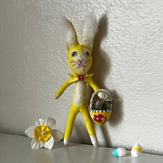 Fluffy Yellow Bunny Handmade Spun Cotton Ornament