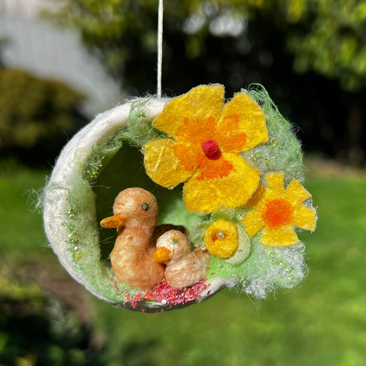 Duck Diorama Spun Cotton Ornament