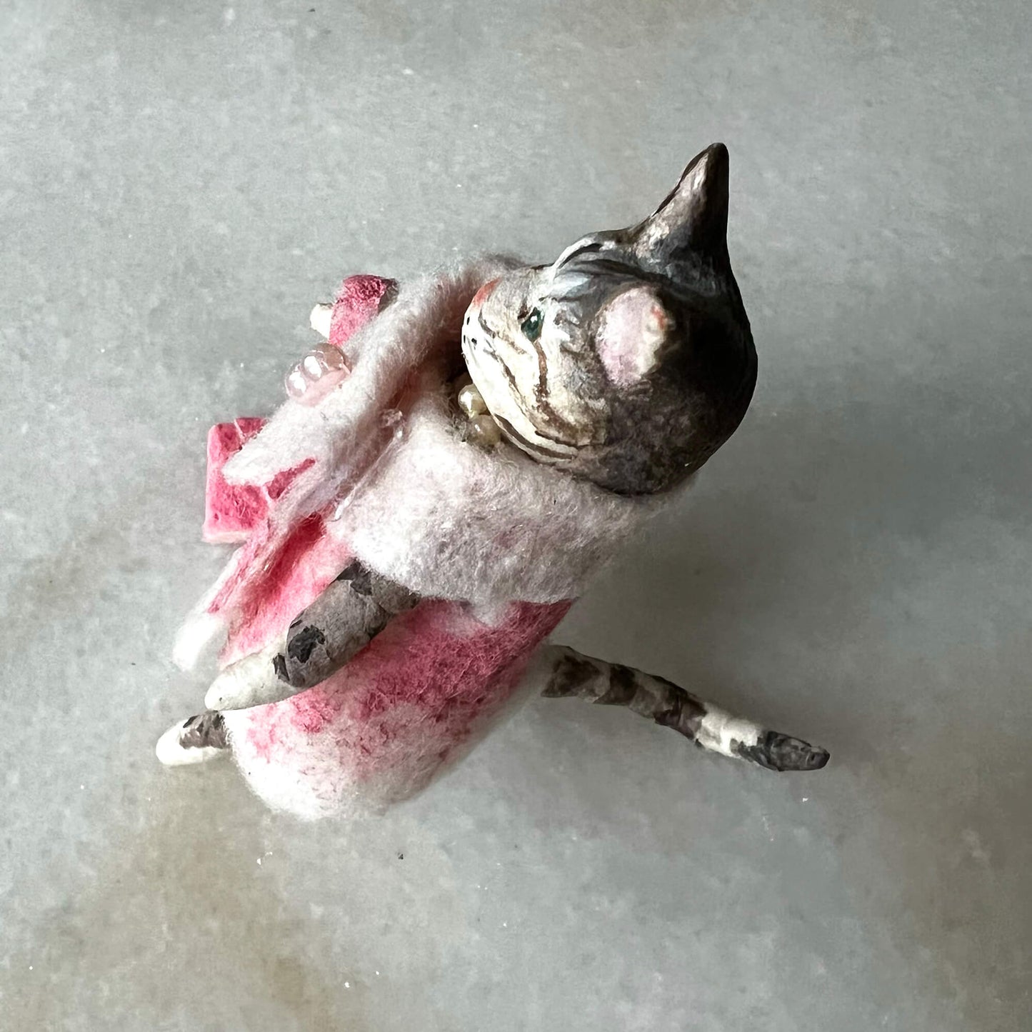 Miss Kitty, Handmade Spun Cotton Figurine