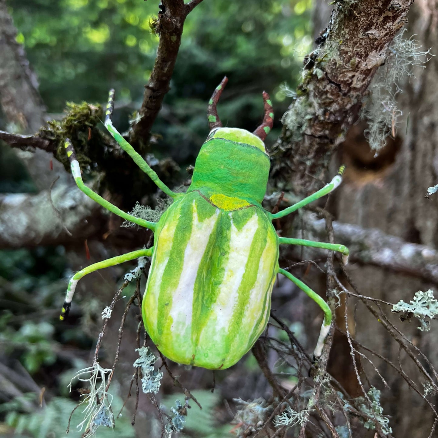 Handmade Spun Cotton Beetle Figurine