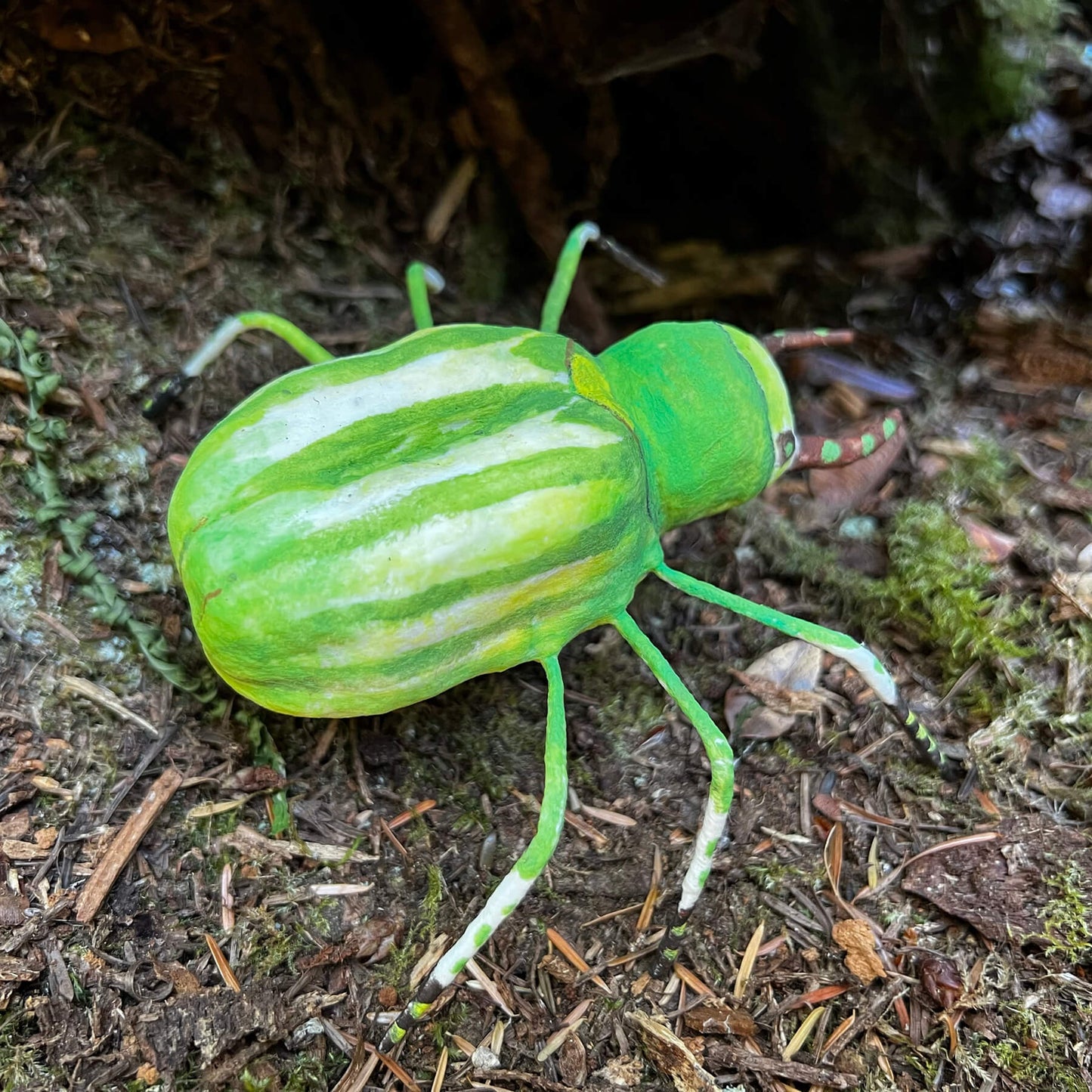 Handmade Spun Cotton Beetle Figurine