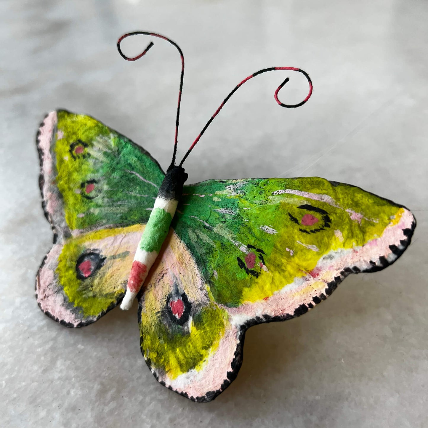 Painted Lady Butterfly Ornament Handmade Spun Cotton