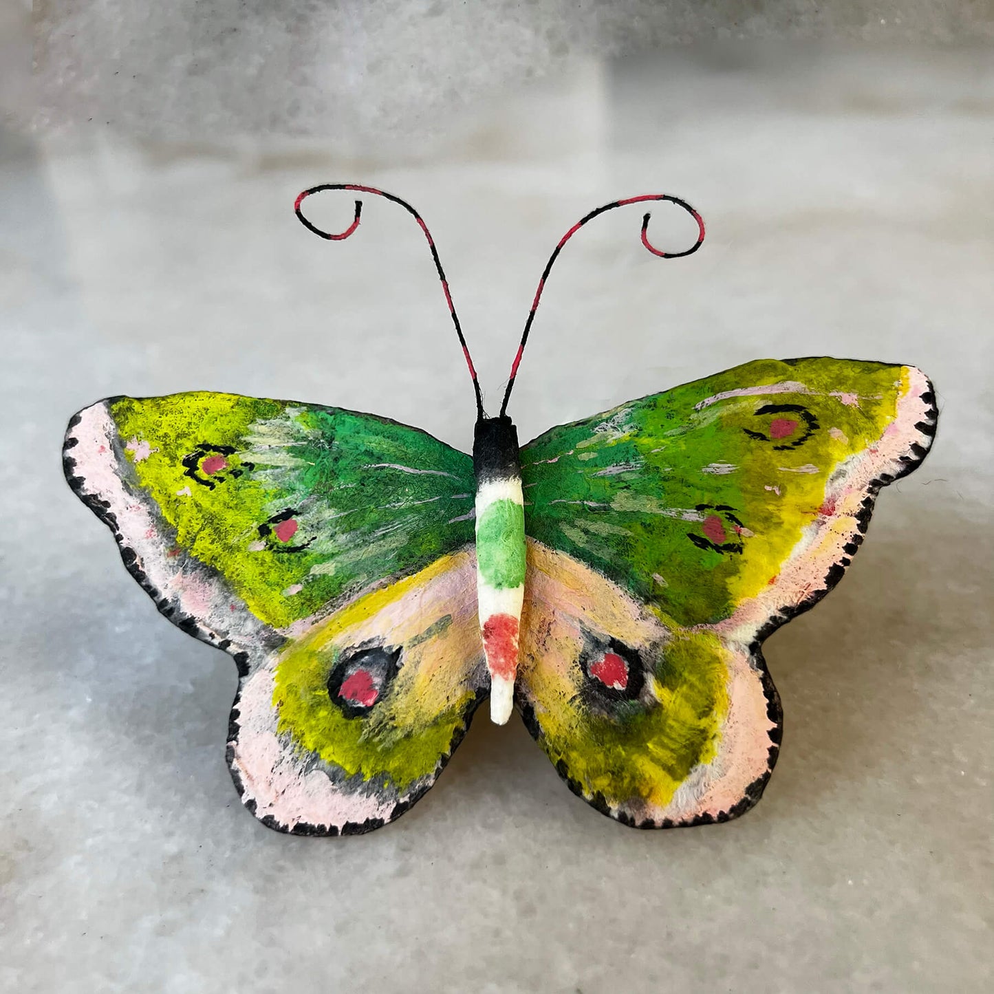 Painted Lady Butterfly Ornament Handmade Spun Cotton