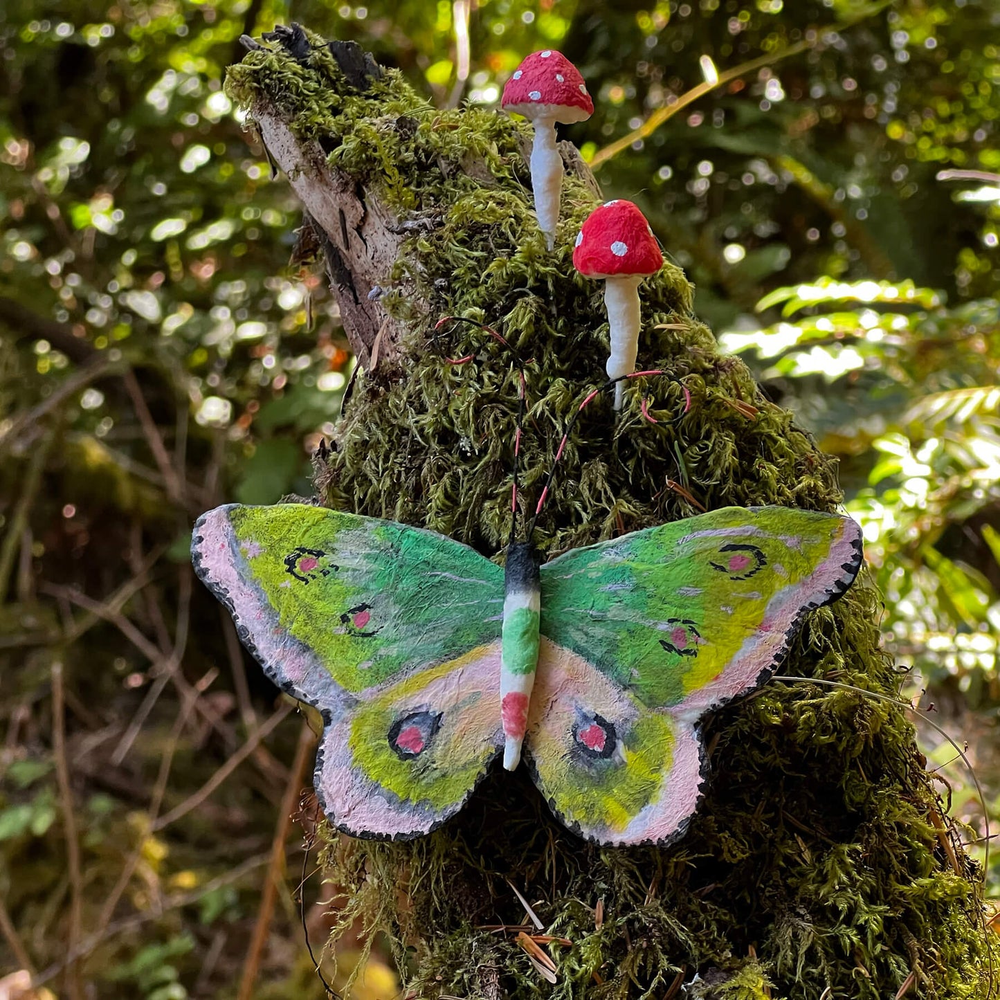 Painted Lady Butterfly Ornament Handmade Spun Cotton