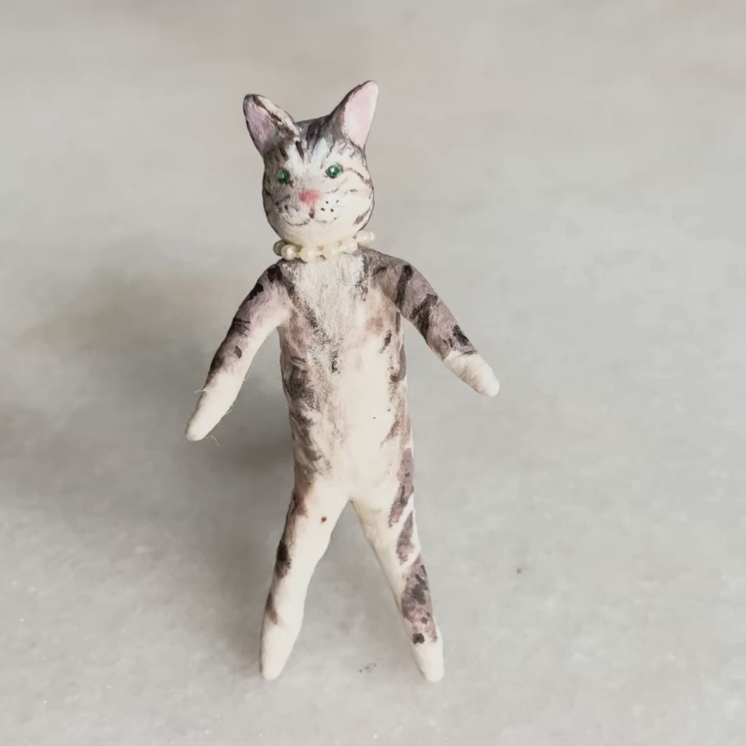 Load video: Miss Kitty Spun Cotton Figurine