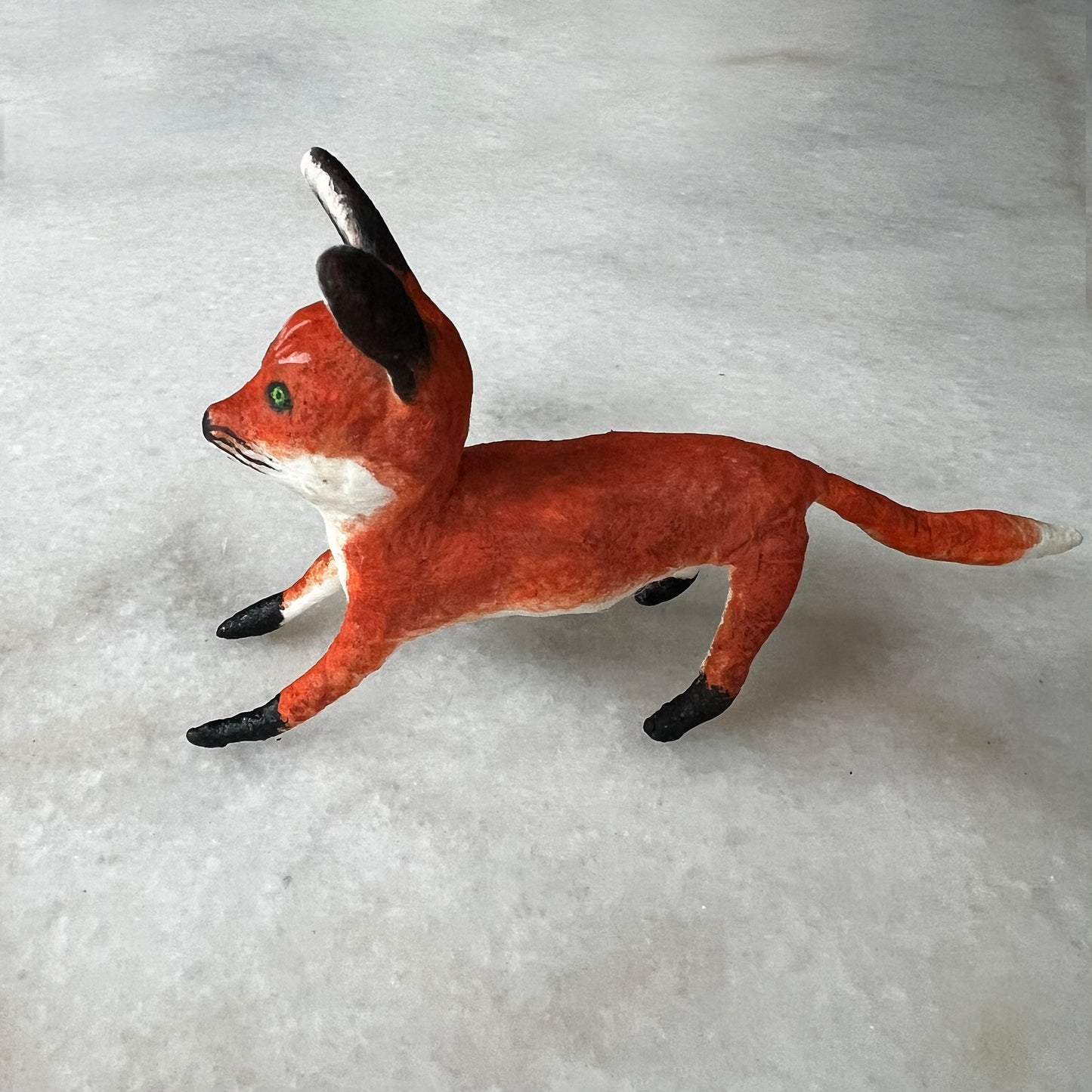 Handmade Spun Cotton Fox Figurine