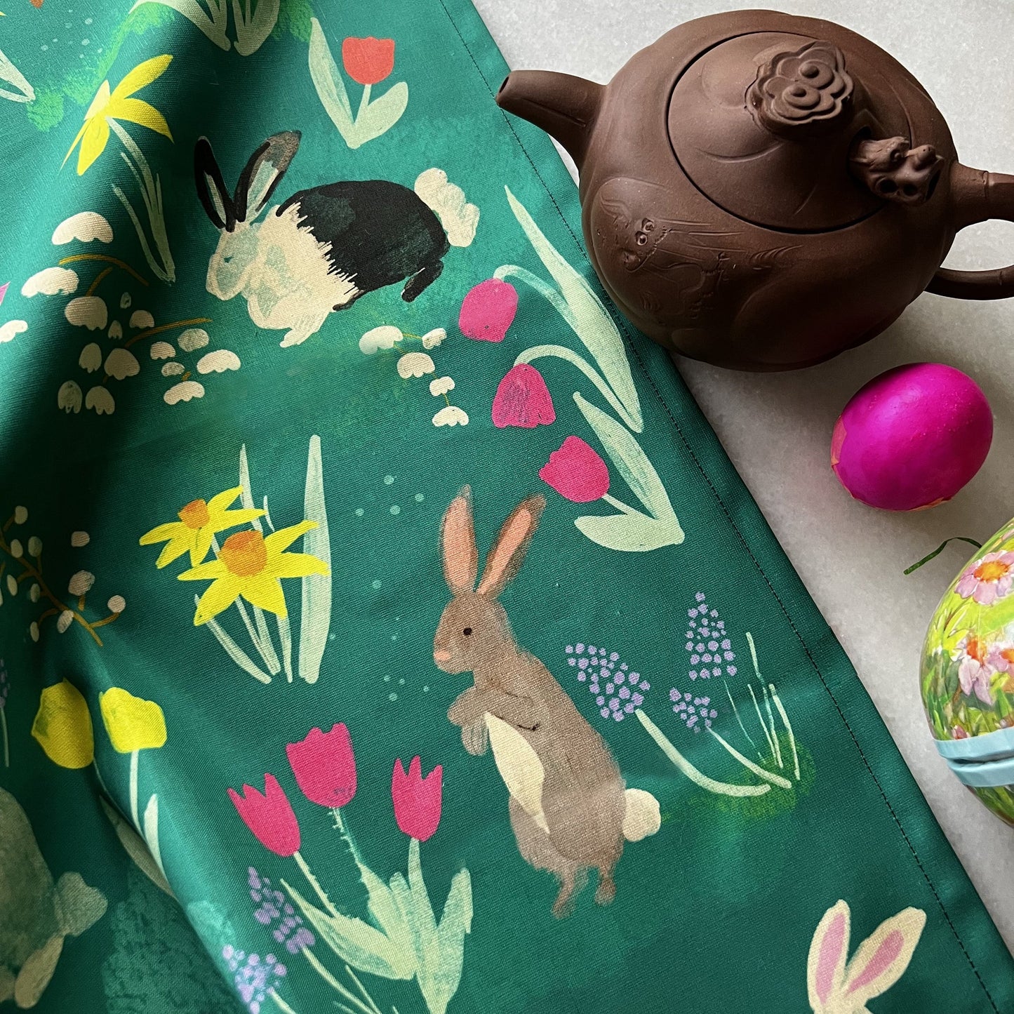 Bunnies & Blooms Tea Towel