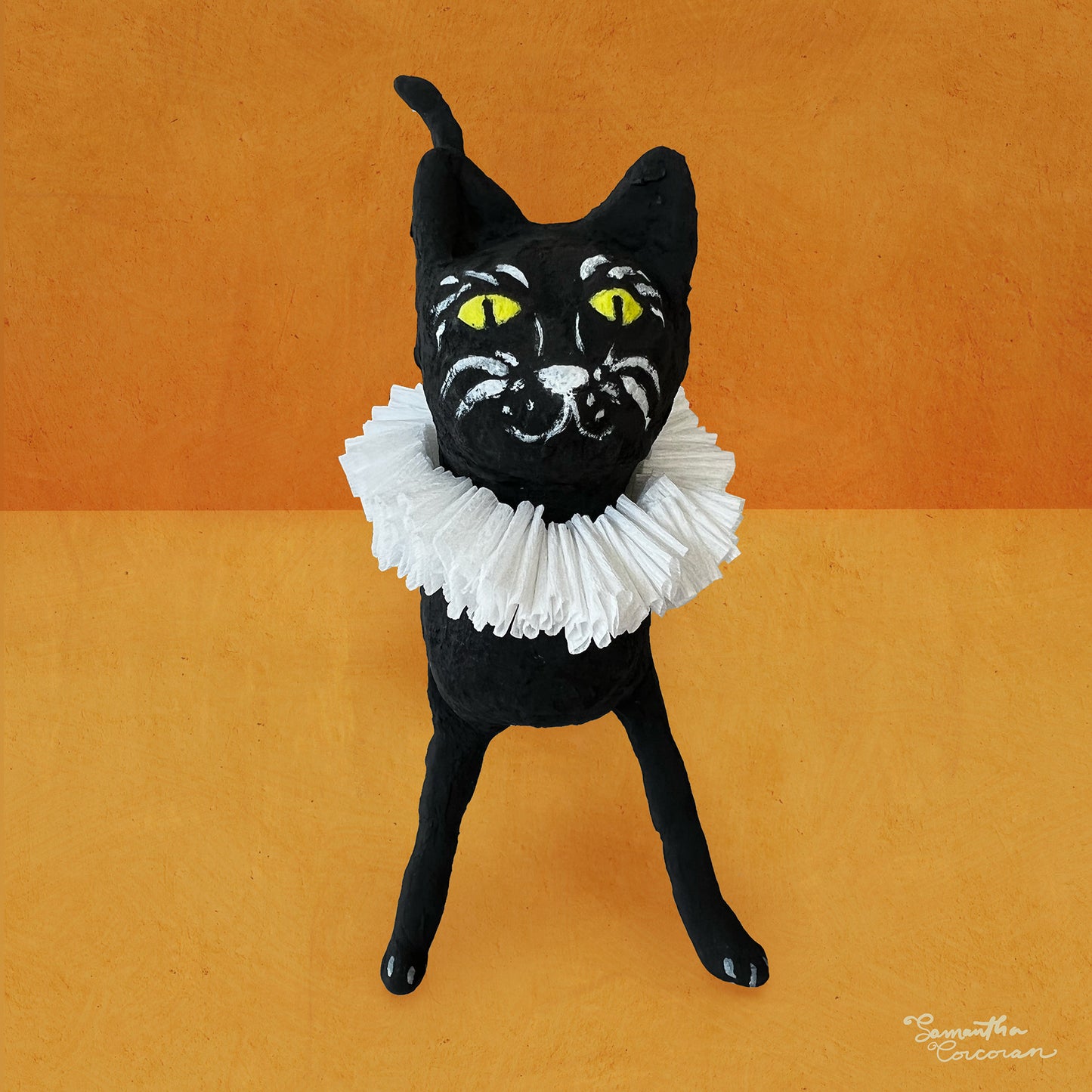 Handmade Spun Cotton Halloween Cat