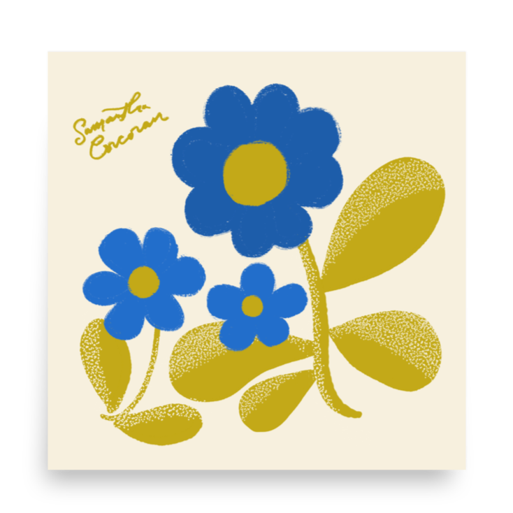 Three Blue Flowers Print